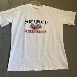 Spirit Of America Shirt Adult 2XL White Spell Out Eagle Raised Puff Patriotic 90